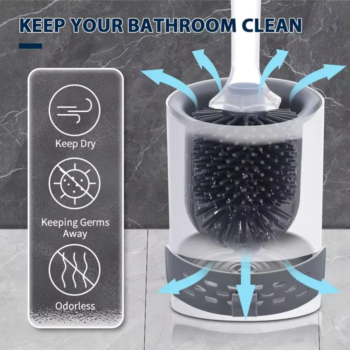 Brosse de toilette en Silicone à pulvérisation d'eau, avec brosse TPR murale respirante, manche Long