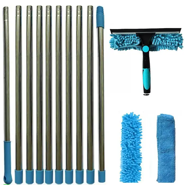 Kit de nettoyage de vitres étendu 2 en 1, nettoyeur de raclette de verre Double face, vadrouille 180